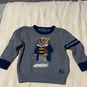 Polo by Ralph Lauren Gray Sweater with Bear Design